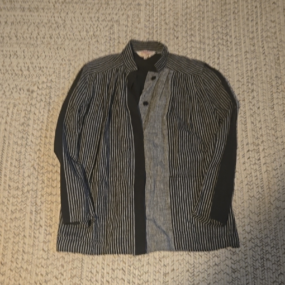 French Connection Striped Black and Gray Top
